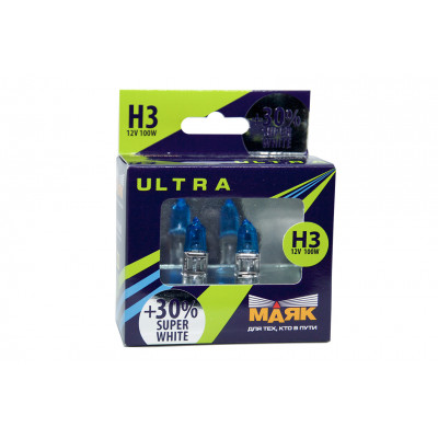 043 Маяк УЛЬТРА H3 12v 100w  +30% Super White к-т 82350SW+30%