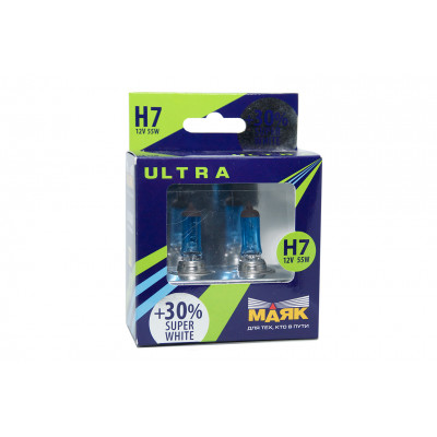 044 Маяк УЛЬТРА H7 12v 55w +30% Super White к-т 82720SW+30%