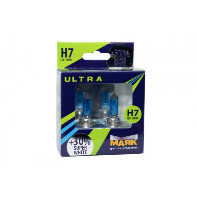 045 Маяк УЛЬТРА H7 12v 100w +30% Super White к-т 82750SW+30%