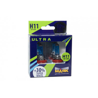 051 Маяк УЛЬТРА H11 12v 55w +30% Super White к-т 82110SW+30%