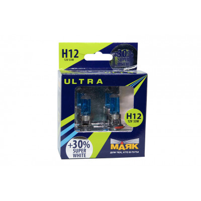 052 Маяк УЛЬТРА H12 12v 53w +30% Super White к-т 82112SW+30%