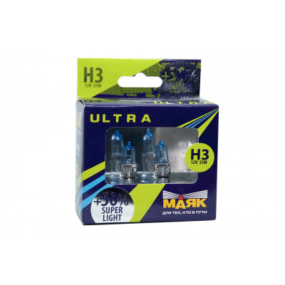 058 Маяк УЛЬТРА H3 12v 55w +50% Super Light к-т 82320SL +50%