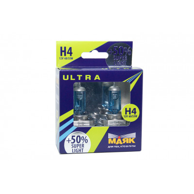 059 Маяк УЛЬТРА H4 12v 60/55w +50% Super Light к-т 82420SL+50%