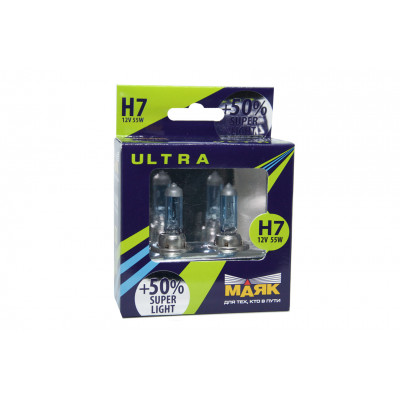 061 Маяк УЛЬТРА H7 12v 55w +50% Super Light к-т 82720SL+50%