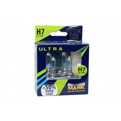 062 Маяк УЛЬТРА H7 12v 100w +50% Super Light к-т 82750SL+50%
