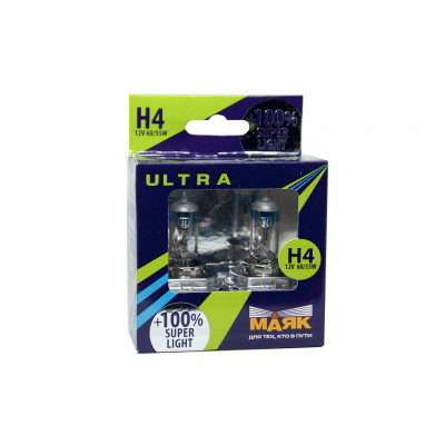 066 Маяк УЛЬТРА H4 12v 60/55w +100% Super Light к-т 82420SL+100%