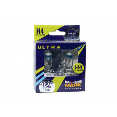067 Маяк УЛЬТРА H4 12v 100/90w +100% Super Light к-т 82450SL+100%