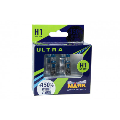 073 Маяк УЛЬТРА H1 12v 55w +150% White Vision к-т 82120WV+150%