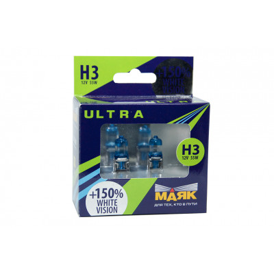 074 Маяк УЛЬТРА H3 12v 55w +150% White Vision к-т 82320WV+150%