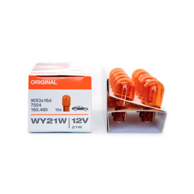 148 OSRAM 21w 12v WX3X16D оранж. б/ц T20 7504