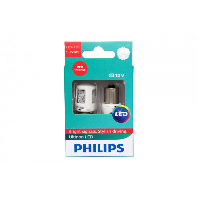 100 PHILIPS P21W 12V-21W (BA15s) LED RED (к.уп.2шт.) 11498ULRX2